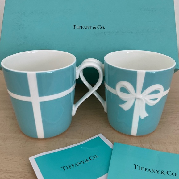 Tiffany & Co. Blue and White Ribbon Mug Set,Box,cards,Collectible Retired BNWOT - Picture 9 of 15